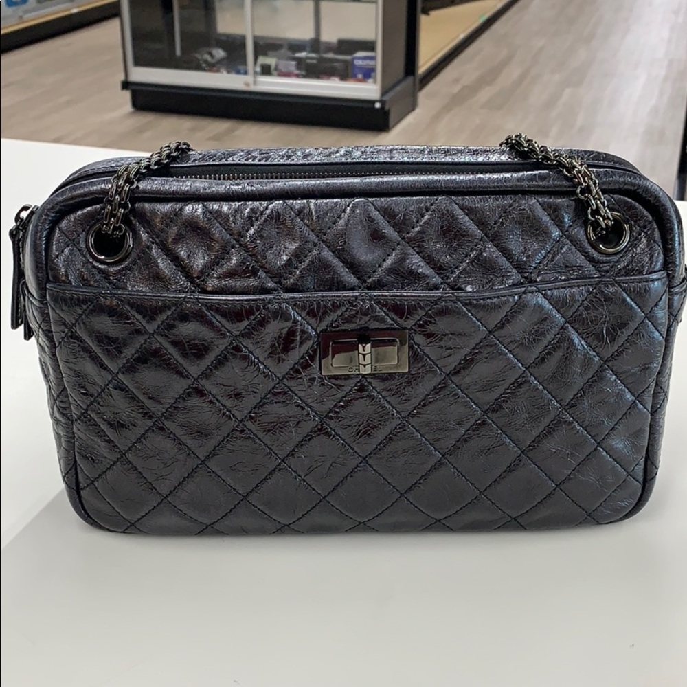Chanel Aged Calfskin Camera Case Bag Black